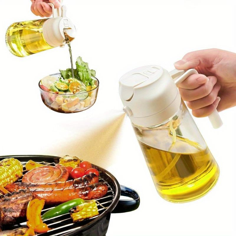 1Pcs Kitchen Olive Oil Dispenser Bottle – 2-In-1 Cooking 17Oz/500Ml Glass Oil Spray Bottle, BBQ Food Grade, Perfect for Cooking & Grilling.