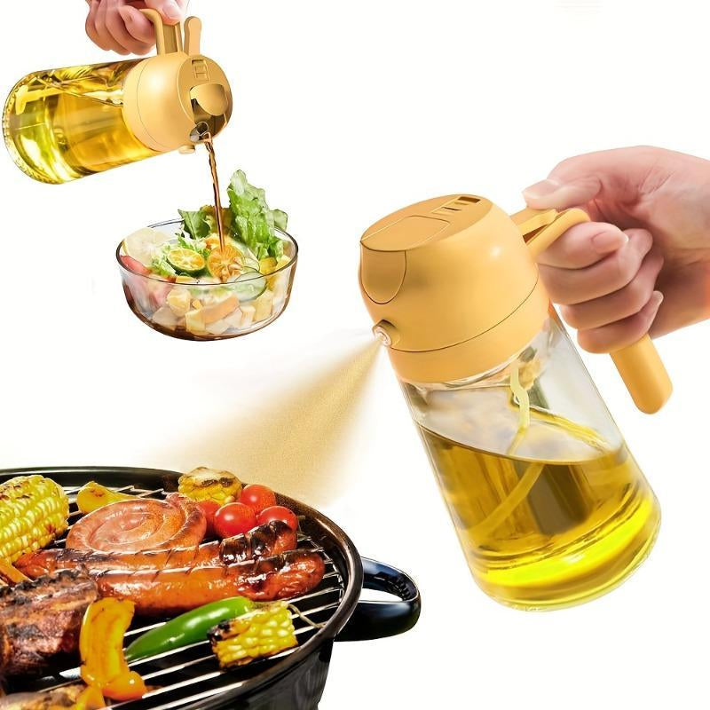 1Pcs Kitchen Olive Oil Dispenser Bottle – 2-In-1 Cooking 17Oz/500Ml Glass Oil Spray Bottle, BBQ Food Grade, Perfect for Cooking & Grilling.