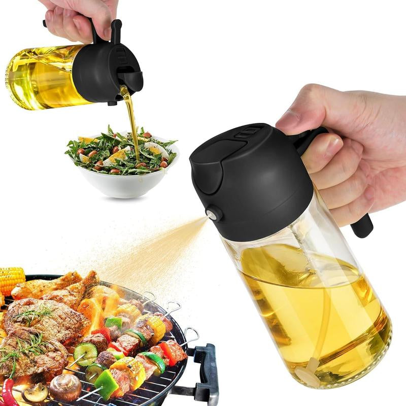 1Pcs Kitchen Olive Oil Dispenser Bottle – 2-In-1 Cooking 17Oz/500Ml Glass Oil Spray Bottle, BBQ Food Grade, Perfect for Cooking & Grilling.